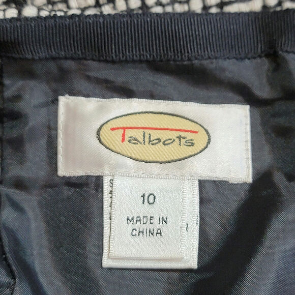 Talbots Tweed Embroidered Pencil Skirt Black White Midi Wool Career Workwear 10 - Picture 8 of 11